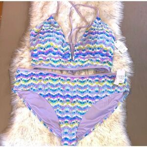 Women's Plus Size Wave Print Bikini Swimsuit Bathing Suit Size 3X